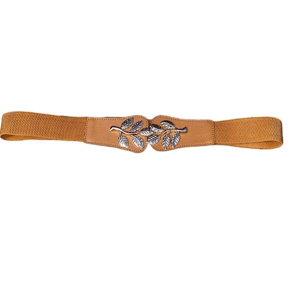 Vintage women's boho stretch belt brown size MEDIUM/LARGE - Picture 1 of 7